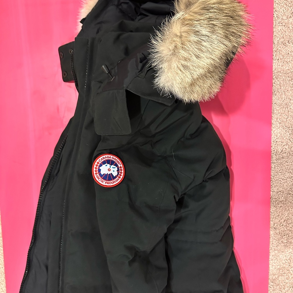 Canada Goose Black Chelsea Short Parka with Fur Hood